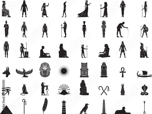 Ancient Egyptian Symbols Historical Icons Silhouette