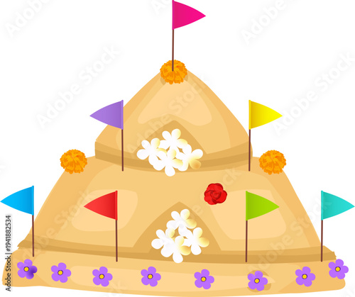 Stacked Sand Pagoda Clipart for Thai New Year Decoration