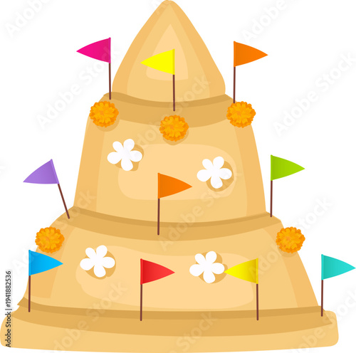 Star Decorated Sand Pagoda for Songkran Event Graphics