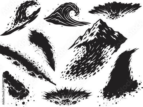 Avalanche Snow Mountain Disaster Silhouette