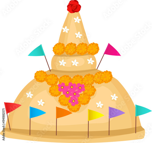 Heart Decor Sand Pagoda Clipart for Celebration Artwork
