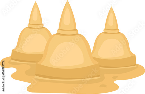 Three Sand Pagoda Illustration for Songkran Festival Decoration