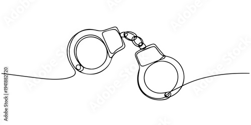 continuous one line drawing Vector illustration of handcuffs in line art style