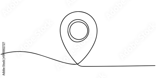 continuous one line drawing Vector map pin icon, minimalist line style
