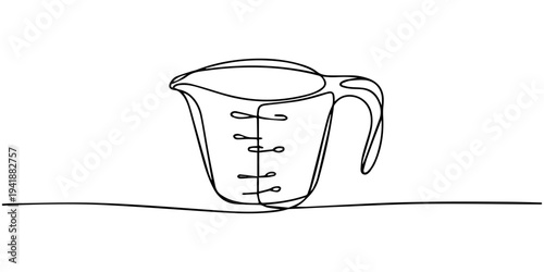 continuous one line drawing measuring cup icon