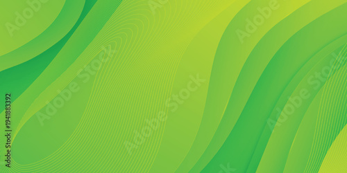 green abstract background with glowing wave. Shiny moving lines design element. Modern green flowing wave lines. Futuristic technology concept. Vector