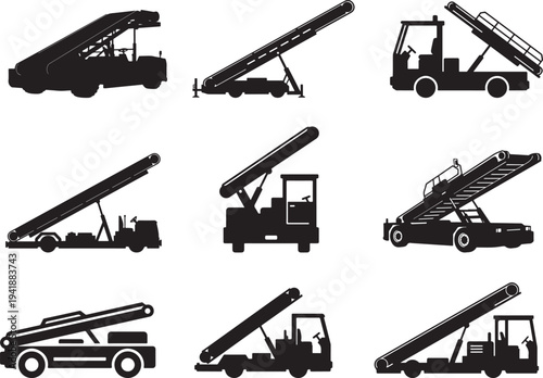 Airport Belt Loader Ground Service Vehicle Silhouette