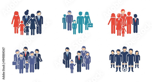 Diverse groups of people in various settings and professions.