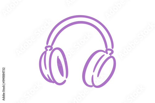Purple headphones icon on a for music or audio concepts  Autism awareness clipart design