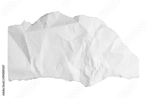 White paper pieces with ragged torn edges and curled corners. Isolated ripped sheets ideal for creative note designs and craft projects.