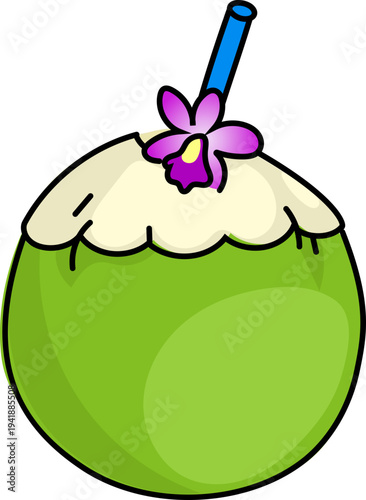 Tropical Coconut Drink for Summer Menu Artwork