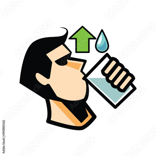 Drinking man thirsty Vector cartoon artwork