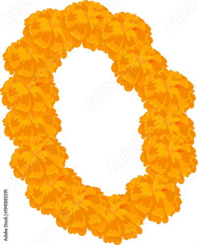 Marigold Garland Clipart for Thai Festival Graphics