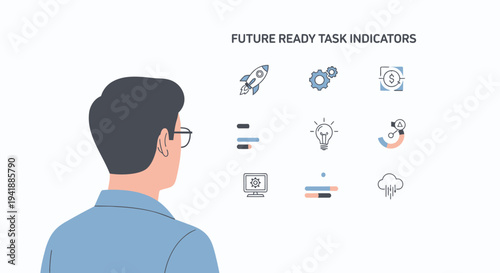Set of 8 future ready task indicators icons vector