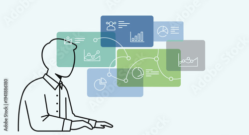 Vector illustration of a man with infographic elements