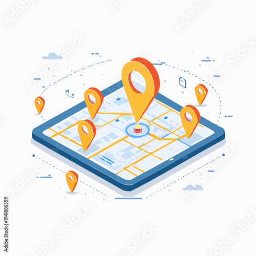 Map Navigation GPS Location Pins on Smartphone.