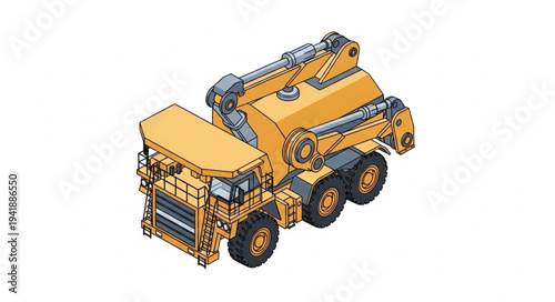 Yellow Heavy Duty Construction Truck Vehicle Illustration.