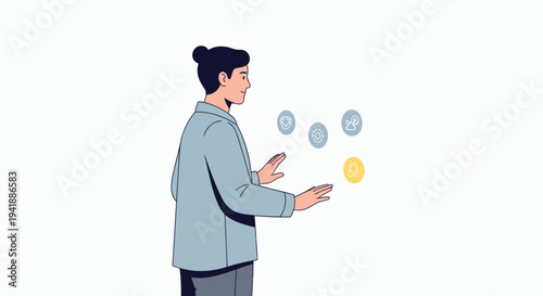 Vector illustration of man juggling coins