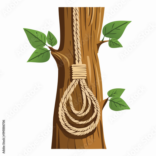 Tree with hanging noose cartoon illustration