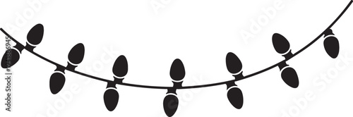 Christmas lights garland string decoration isolated on transparent background for festive design