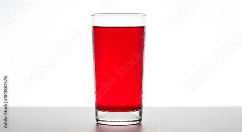 Glass of Red Juice on Table.