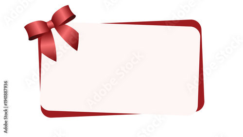 Elegant Blank Greeting Card Template with Red Ribbon Bow and Curved Border for Celebration