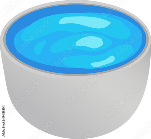 Plain Water Bowl Container with Blue Water Surface Element