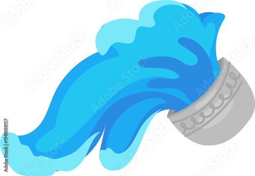 Curved Pouring Water Splash Isolated Festival SVG Element