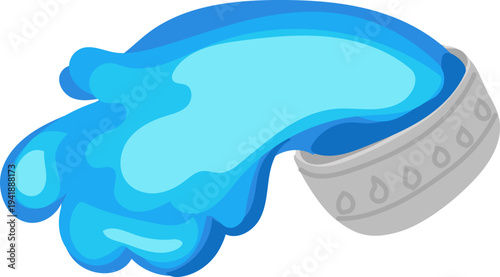 Side Flowing Water Splash from Silver Bowl SVG Element
