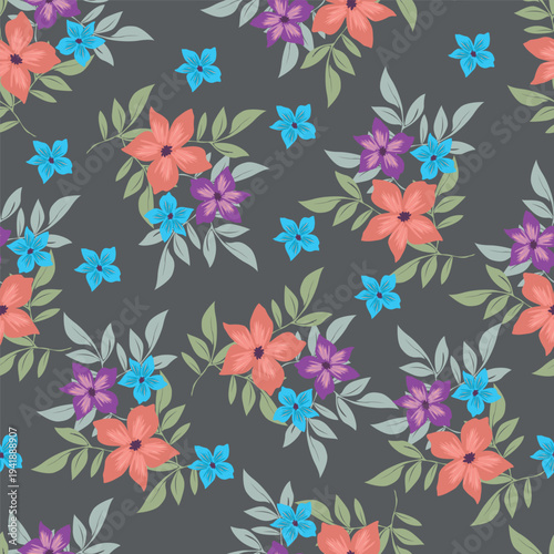 Vintage seamless floral pattern. Liberty style background of small pastel colorful flowers. Small flowers scattered over a white background. Stock vector for printing on surfaces