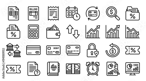 Set of finance and business icons vector
