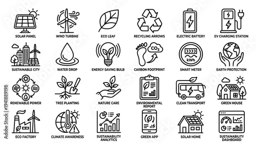 Set of  eco friendly icons vector, sustainability symbols
