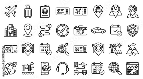 Set of travel and tourism icons vector