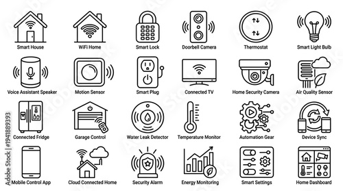 Set of smart home icons vector
