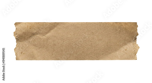 Torn Kraft Paper Strip With Rough Frayed Edges On White Background For Texture And Mockup