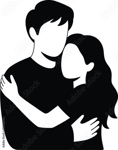 A man and woman embracing each other in a loving hug.