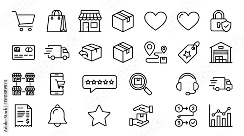 Set of  e-commerce and shopping icons vector