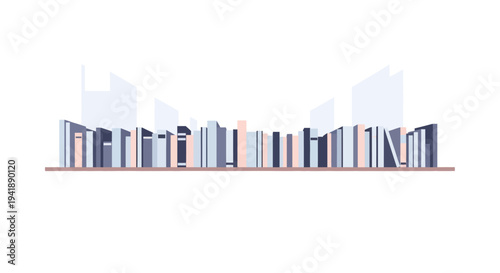 Modern minimalist cityscape with geometric skyscrapers