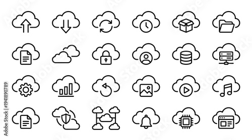 Set of cloud computing icons vector