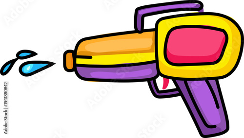 Retro Songkran Water Gun Cartoon Festival Element