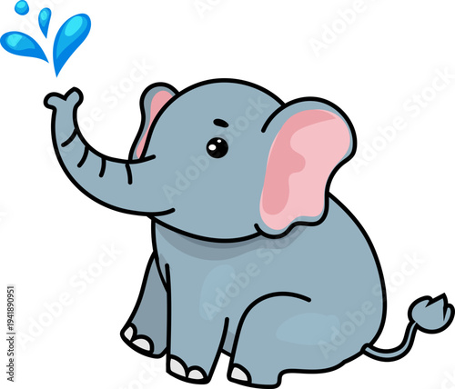 Seated Elephant with Splash Cartoon Festival Icon