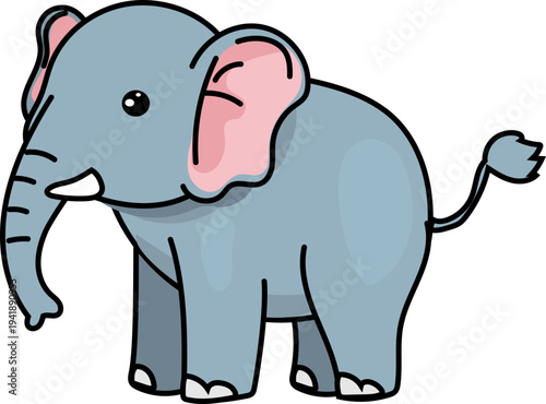 Cute Walking Elephant Cartoon Isolated Animal Icon