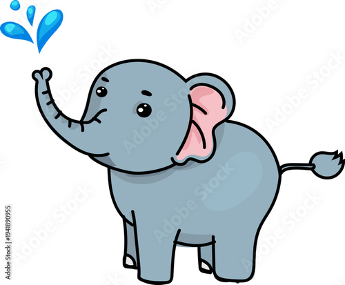 Cute Songkran Elephant Splash Cartoon Element