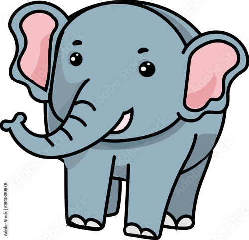 Happy Elephant Cartoon Character Isolated Clipart