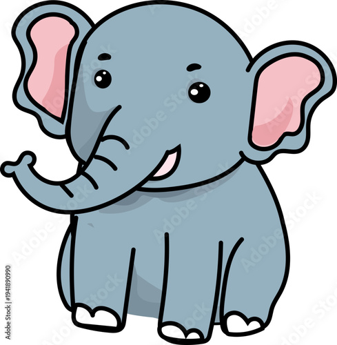 Big Ear Elephant Cartoon Animal Clipart