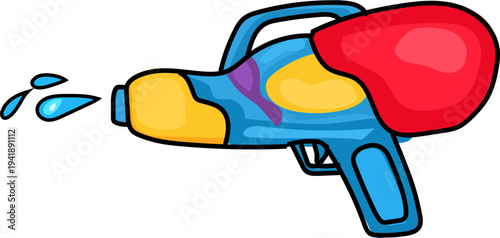 Colorful Red Blue Songkran Water Gun Splash Icon
