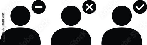 Three people icons with different voting symbols above them.