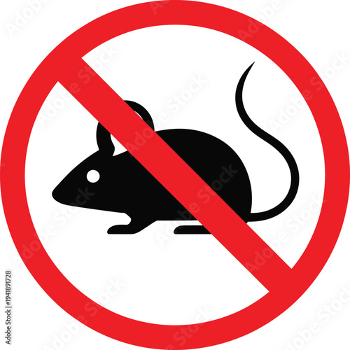 Prohibition sign indicating no mice or rodents allowed in the area.