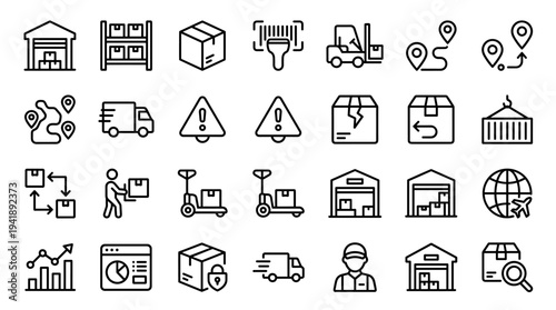 Set of  logistics and transportation icons vector
