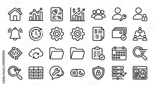 Set of  line style business icons vector